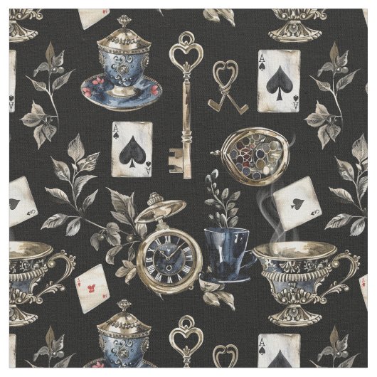 Alice in Wonderland Pattern Fabric Stoff (Nahaufnahme)