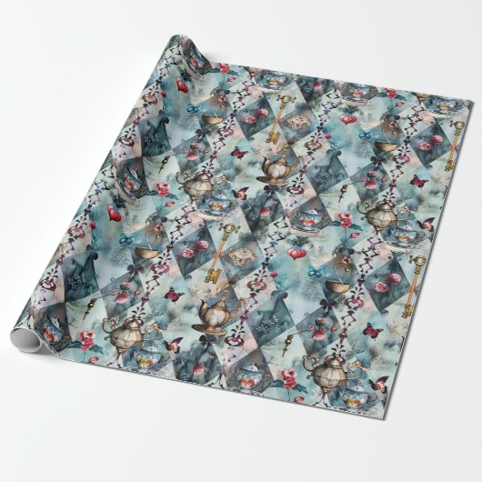 Alice in Wonderland Pattern Geschenkpapier (Ungerollt)