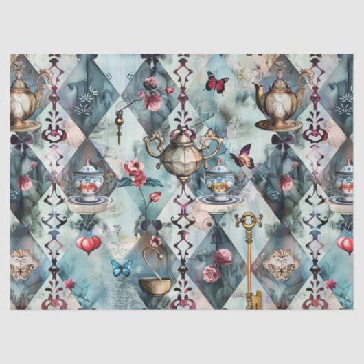Alice in Wonderland Pattern Seidenpapier (Vorderseite)