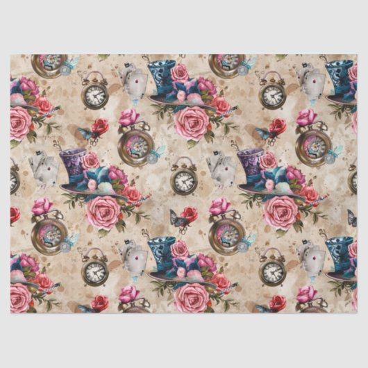 Alice in Wonderland Pattern Seidenpapier (Vorderseite)