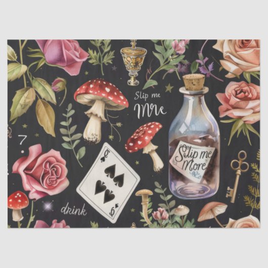 Alice in Wonderland Pattern Seidenpapier (Vorderseite)