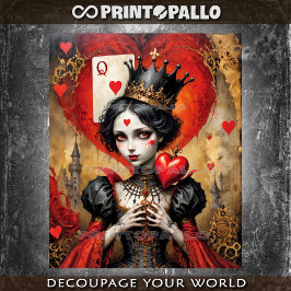 Alice in Wonderland - Queen of Hearts - Decoupage  Geschenkpapier Set