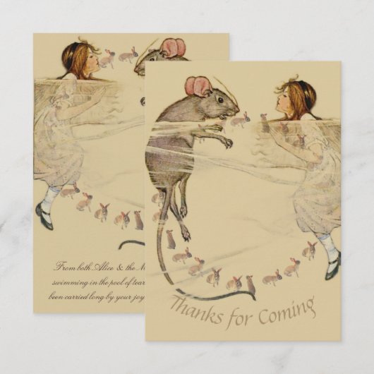 Alice in Wonderland Rabbit Mouse Dankeskarte (Vorne/Hinten)