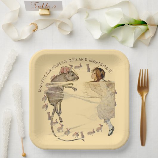 Alice in Wonderland Rabbit Mouse Pappteller (Hochzeit)