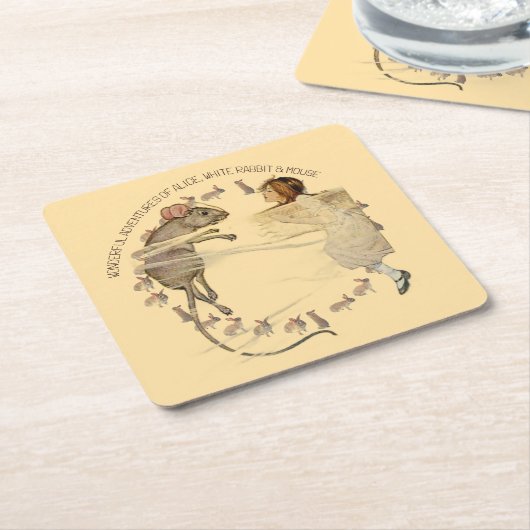 Alice in Wonderland Rabbit Mouse Rechteckiger Pappuntersetzer (angewinkelt)