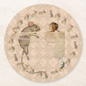 Alice in Wonderland Rabbit Mouse  Runder Pappuntersetzer (Vorderseite)