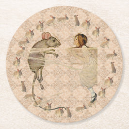 Alice in Wonderland Rabbit Mouse  Runder Pappuntersetzer