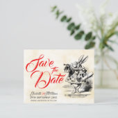 Alice in Wonderland Save the Date Postkarte (Stehend Vorderseite)