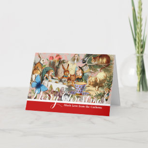 Alice in Wonderland tea party characters Feiertagskarte