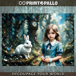 Alice in Wonderland, The White Rabbit - Decoupage  Geschenkpapier Set