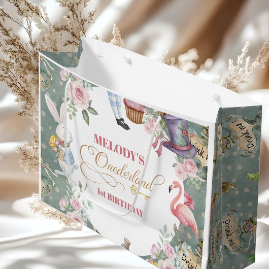 Alice in Wonderland Vintage 1st birthday Große Geschenktüte