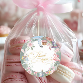 Alice in Wonderland Vintage 1st birthday Thank you Runder Aufkleber