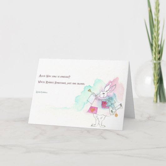 Alice in Wonderland, White Rabbit, Lewis Carroll Karte (Vorderseite)
