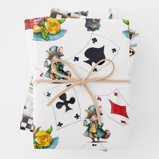 Alice in WonderlWrapping Paper Flat Sheet Set 3 Geschenkpapier Set (Beispiel)