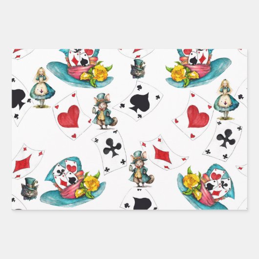 Alice in WonderlWrapping Paper Flat Sheet Set 3 Geschenkpapier Set (Vorderseite)