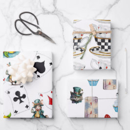 Alice in WonderlWrapping Paper Flat Sheet Set 3 Geschenkpapier Set