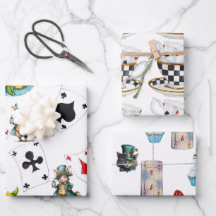 Alice in WonderlWrapping Paper Flat Sheet Set 3 Geschenkpapier Set