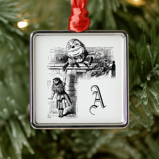 Alice in Wondlerand, Humpty Dumpty und Alice Silbernes Ornament (Baum)