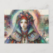 Alice Inspiriert Glitch Art Postkarte (Vorderseite)