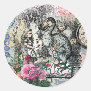 Alice Klassisches Wunderland Dodo Tenniel Kunst Runder Aufkleber