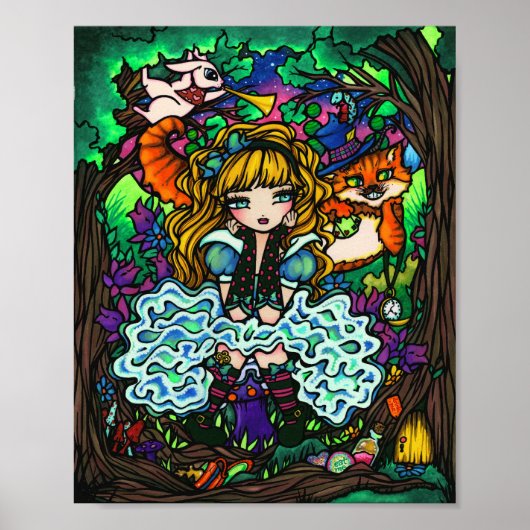 "Alice Lost" Alice im Wunderland Cheshire Cat Poster (Vorne)