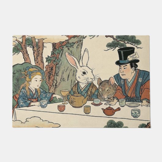 Alice Lost in Japan | Ukiyo-e Mad Tea Party Fußmatte (Vorderseite)