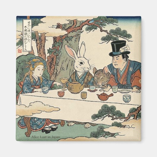 Alice Lost in Japan | Ukiyo-e Mad Tea Party Magnet (Vorne)
