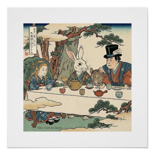 Alice Lost in Japan | Ukiyo-e Mad Tea Party Poster (Vorderseite)