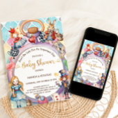 Alice Mad Hatter Queen of Hearts Baby Shower Einladung