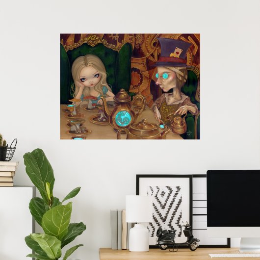 Alice & Mad Hatter steampunk Wunderland Print Poster (Heimbüro)