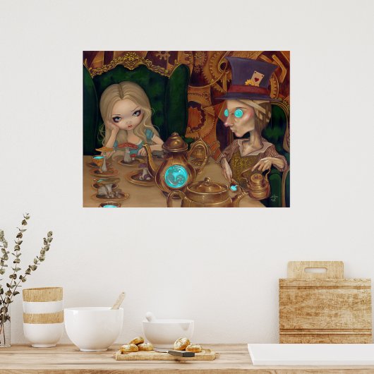 Alice & Mad Hatter steampunk Wunderland Print Poster (Küche)