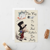 Alice - Mad Hatter Tea Party 1865 Mitteilungskarte (Vorderseite/Rückseite Beispiel)