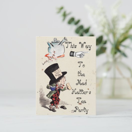 Alice - Mad Hatter Tea Party 1865 Postkarte (Stehend Vorderseite)