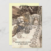 Alice Mad Hatter Tea Party 2 Vorlage Einladung (Vorne/Hinten)