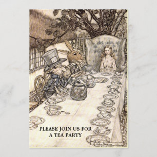 Alice Mad Hatter Tea Party 2 Vorlagen-Einladung Einladung