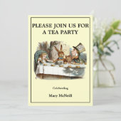 Alice Mad Hatter Tea Party Template 3 Einladung (Stehend Vorderseite)