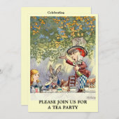 Alice Mad Hatter Tea Party Template Einladung (Vorne/Hinten)