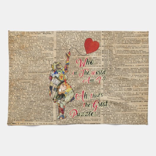 Alice, Mad Hatter und Rabbit Vintag Collage Quote Handtuch (Horizontal)