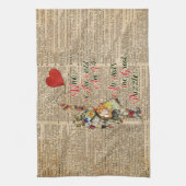 Alice, Mad Hatter und Rabbit Vintag Collage Quote Handtuch (Vertikal)
