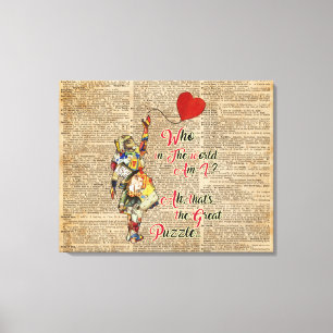 Alice, Mad Hatter und Rabbit Vintag Collage Quote Leinwanddruck
