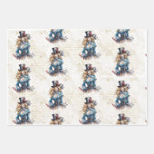 Alice, Mad Hatter und Weißes Kaninchen Geschenkpapier Set (Vorderseite)