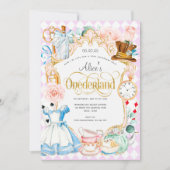 Alice mad hatter Wunderland Tee Party 1. Geburtsta Einladung (Vorderseite)