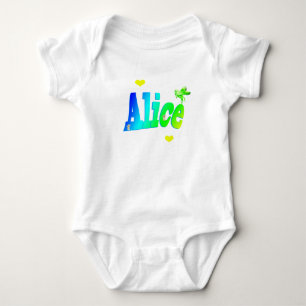 Alice, Mädchenname Logo mit Herz, Baby Bodysuit Strampler