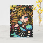 Alice-Märchenland-Kaninchen-Fee-Fantasie Karte (Gelbe Blume)