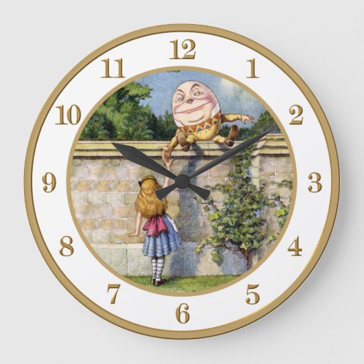 Alice Meets Humpty Dumpty in Wonderland. Große Wanduhr (Vorderseite)