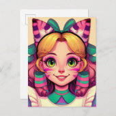 Alice mit Cheshire Cat Ears Postkarte (Vorne/Hinten)