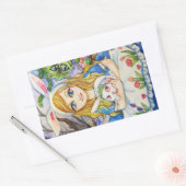 Alice mit dem Bunny Rechteckiger Aufkleber (Umschlag)