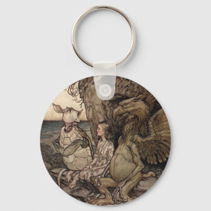 Alice mit dem Gryphon und der Scheinschildkröte Schlüsselanhänger