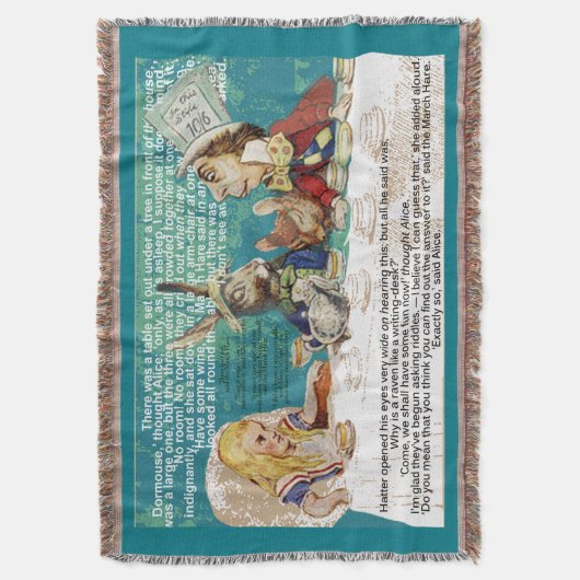 Alice mit dem Mad Hatter und dem März Hare Decke (Vorderseite Vertikal)