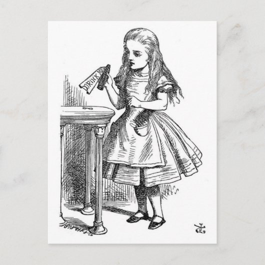 Alice mit der Flasche "Drink Me" Postkarte (Vorderseite)